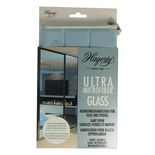 Hagerty microfiber glass cleaning gloves, set of 1, for effective and gentle cleaning of glass surfaces.