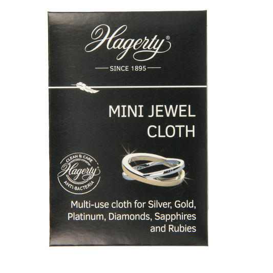 Hagerty Silver Jewel Cleaner Mini, a compact silver jewelry cleaning product from Hagerty with a small bottle.