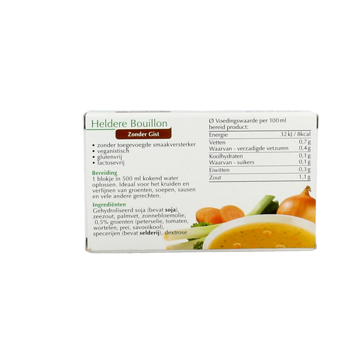 Cenovis heldere bouillon gistvrije tabletten in 88g package, used for making clear soups and broths.