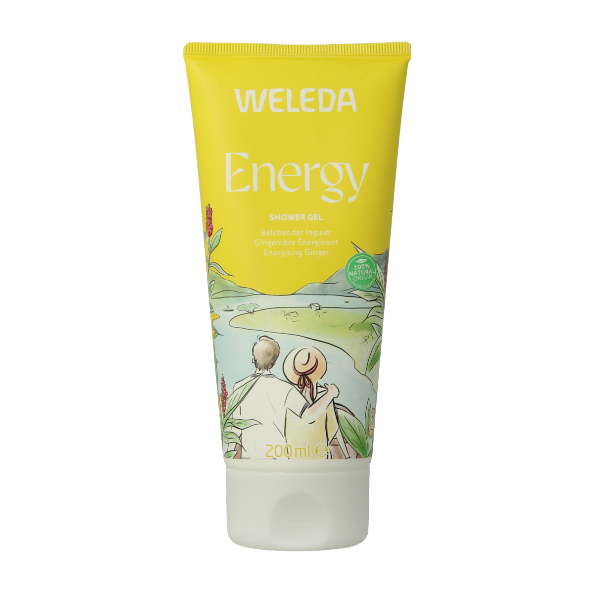 Weleda Energy douchegel 200ml bottle, natural body wash and shower gel with invigorating scent, for refreshed skin.
