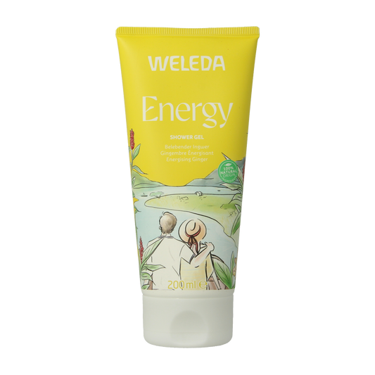Weleda Energy douchegel 200ml bottle, natural body wash and shower gel with invigorating scent, for refreshed skin.