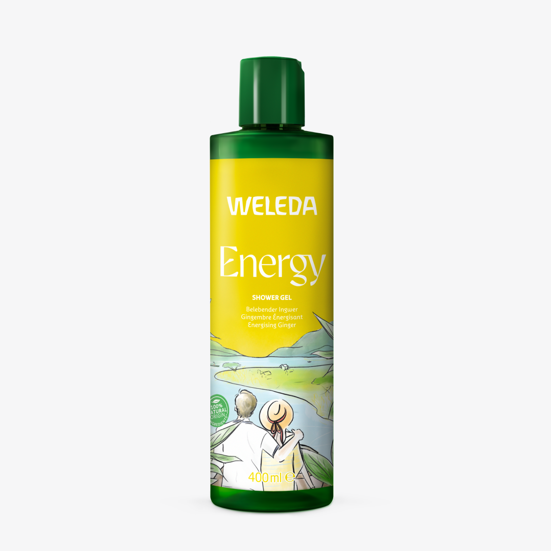 Weleda Energy douchegel with ginger organic, 400ml bottle, natural body wash and bath product with invigorating scent.