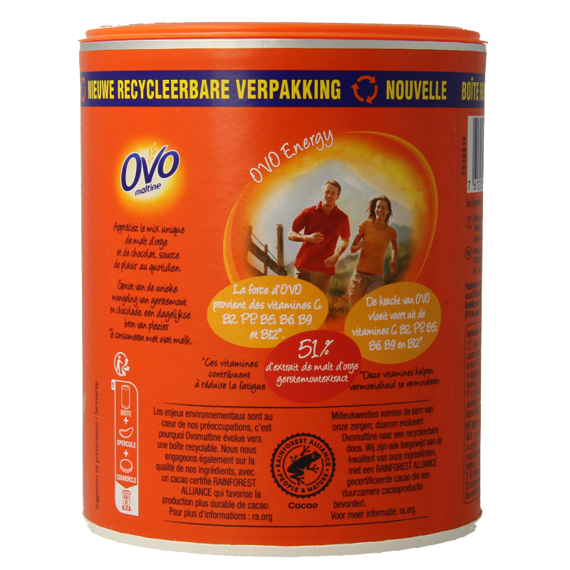 Ovomaltine brand Ovomaltine powder in a 350 gram package, for making drinks and smoothies.