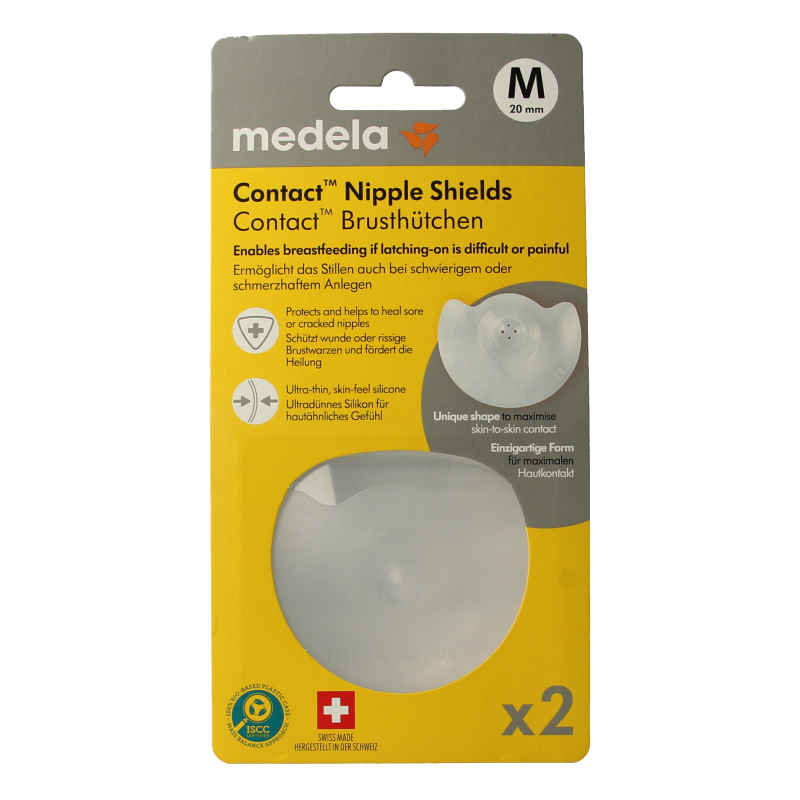 Medela Contact tepelhoedjes maat M, paar, voor kraamtijd gebruik, zachte medische silicone, geschikt voor borstvoeding.