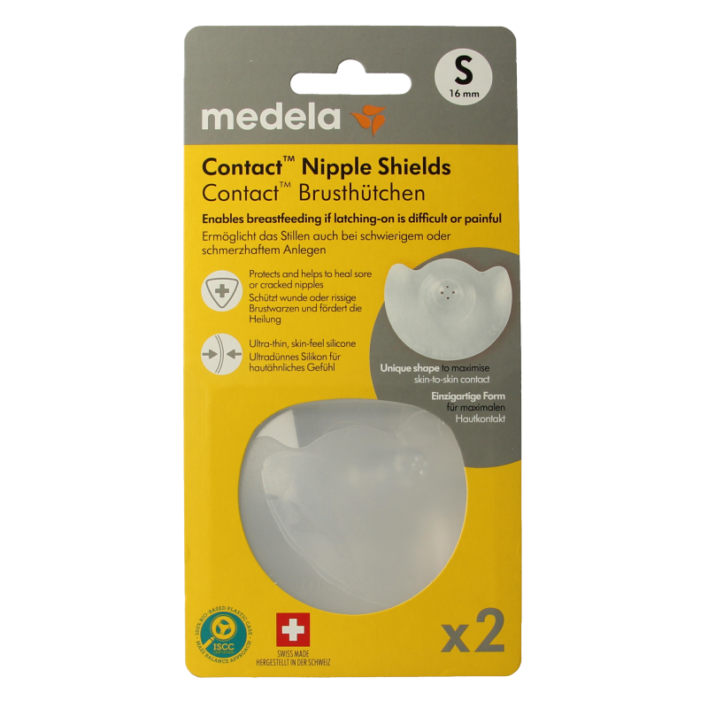 Medela Contact tepelhoedjes maat S voor kraamtijd, set van 1 paar, zachte en comfortabele borsthulzen voor borstvoeding.