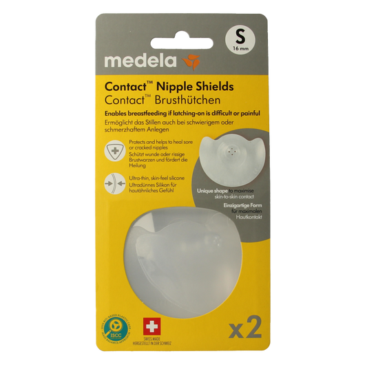 Medela Contact tepelhoedjes maat S voor kraamtijd, set van 1 paar, zachte en comfortabele borsthulzen voor borstvoeding.