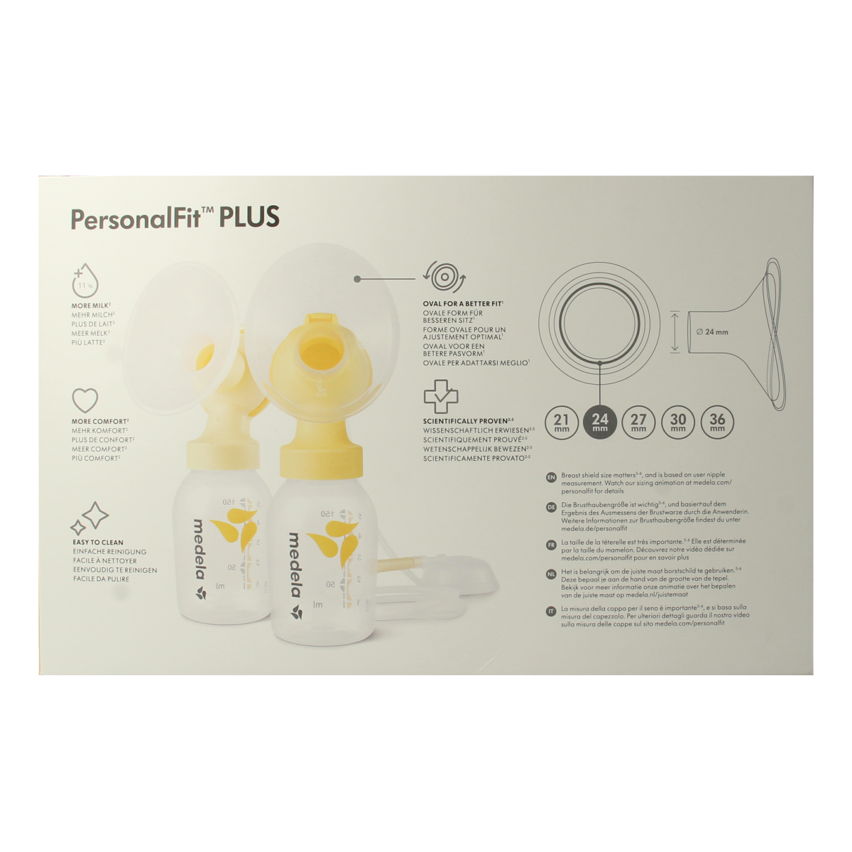 Medela Symphony double breast pump set with size M milk collection flanges for breastfeeding during postpartum period.