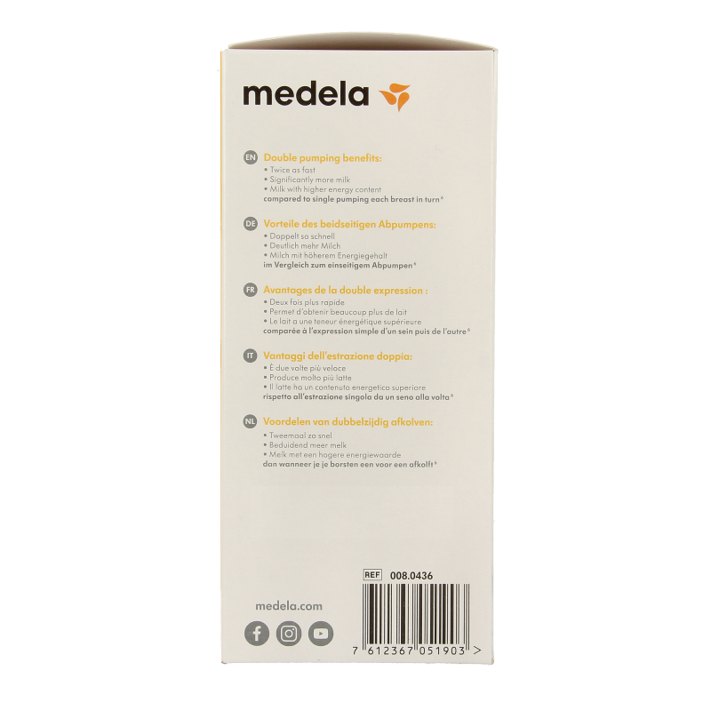 Medela Symphony double breast pump set for postpartum use, featuring dual collection kits and accessories in the image.