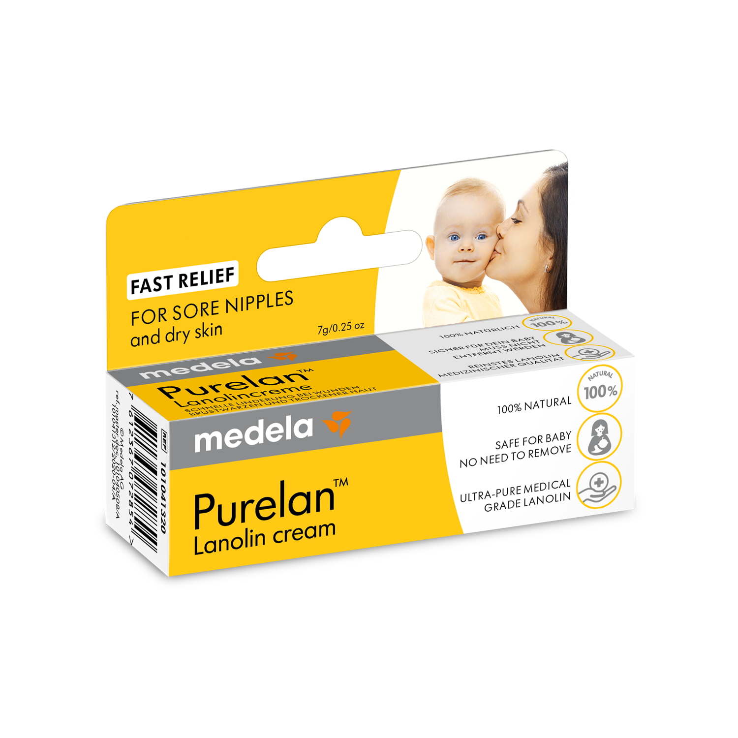 Medela Purelan 100 7g nipple cream for breastfeeding, in a small jar, designed for soothing and protecting sensitive skin.
