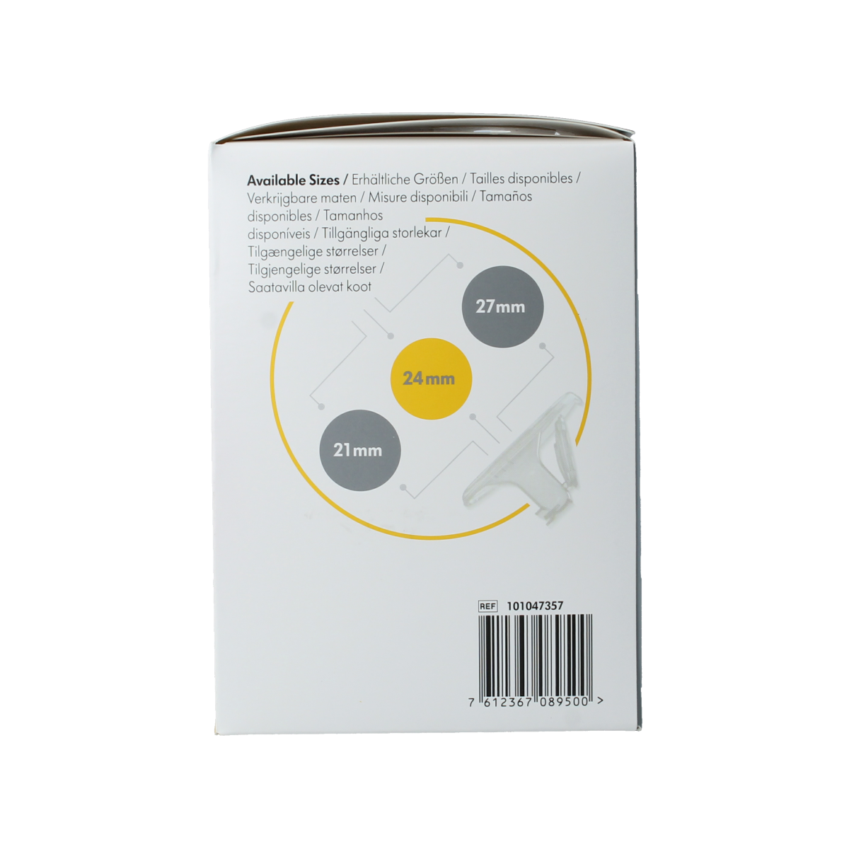 Medela handsfree breastfeeding shield for Symphony pump, 24mm size, designed for mother and child feeding.