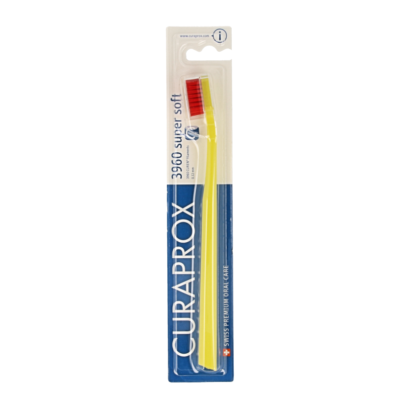 Curaprox CS 3960 super soft toothbrush, natural bristles, shown in an assorti set, ideal for gentle oral care.
