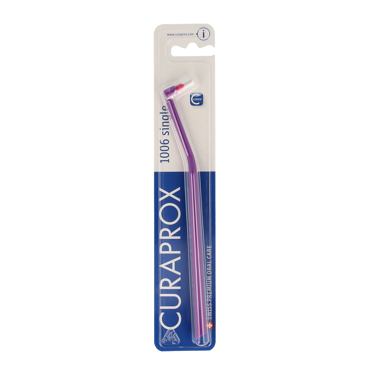 Curaprox CS 1006 toothbrush for effective cleaning, single assorti, close-up of the toothbrush head and bristles.