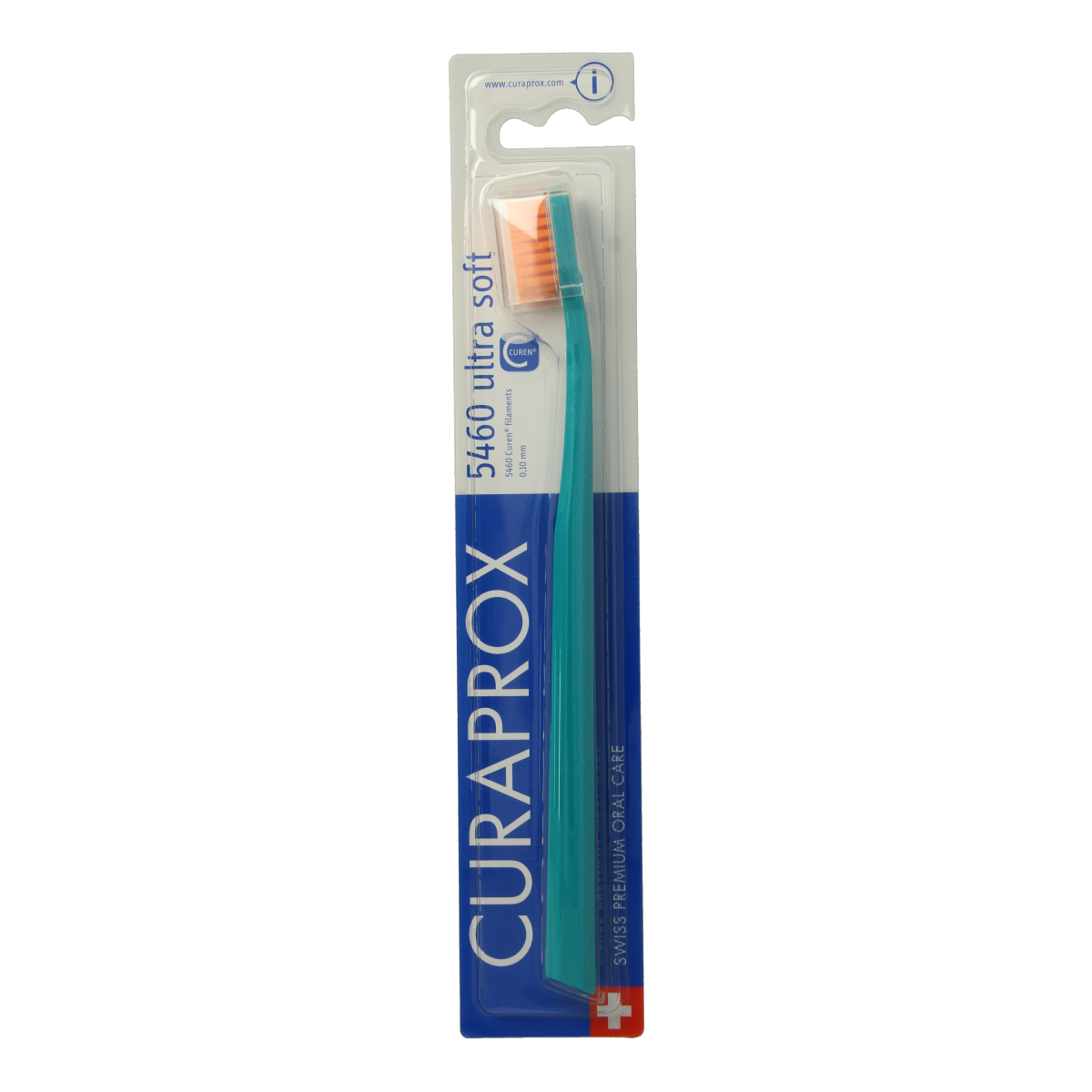 Curaprox CS 5460 ultra soft toothbrush with fine bristles, ideal for gentle daily oral hygiene, shown in close-up.