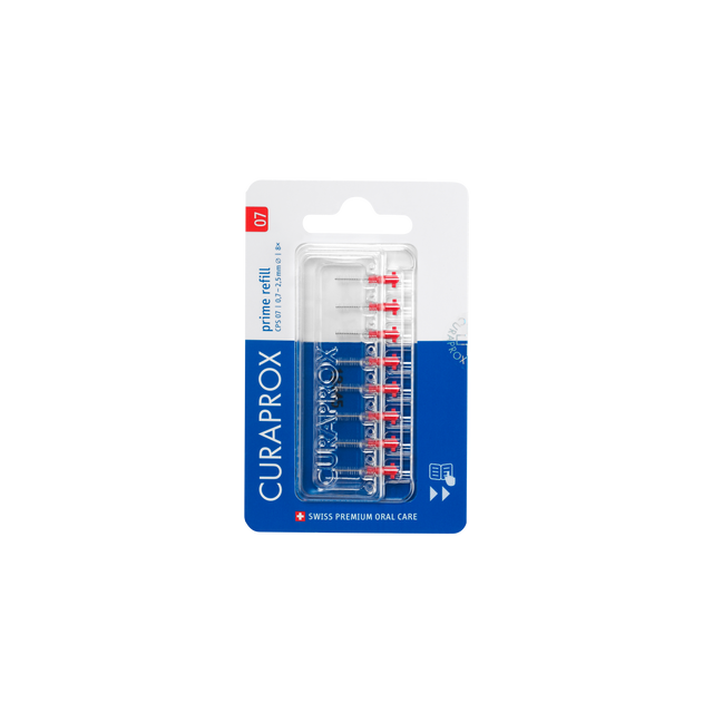 Curaprox CPS 07 Prime Rager Navulling set for oral care, featuring replacement heads for dental hygiene.