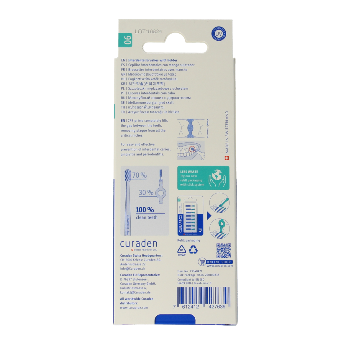 Curaprox CPS 06 Prime Rager Start Set with dental interdental cleaners and gum stimulator, designed for effective oral hygiene.