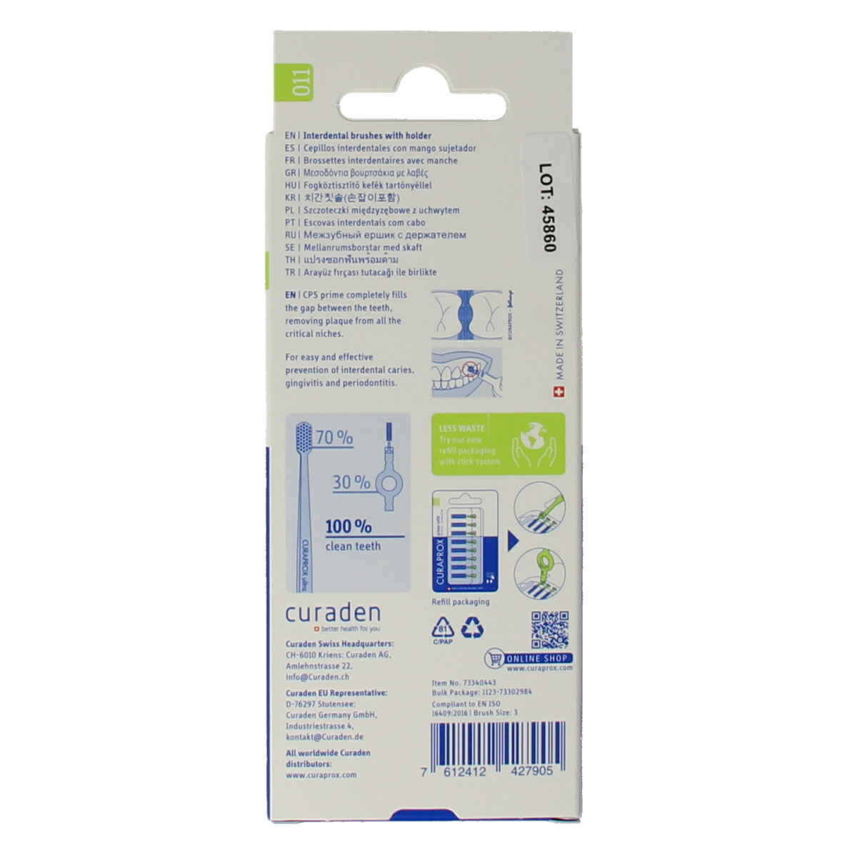 Curaprox CPS 011 Prime Rager Start Set of 5 toothbrush picks and interdental cleaners for oral hygiene.