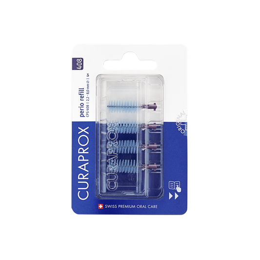 Curaprox CPS 408 perio rager navulling set for dental care, featuring precision tips for professional periodontal cleaning.