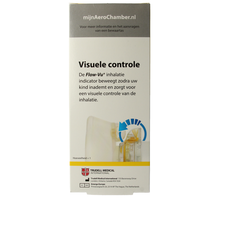 Diversen Aerochamber flow VU mask for ages 1-4, used for airways, shown in the image with transparent design and adjustable straps.