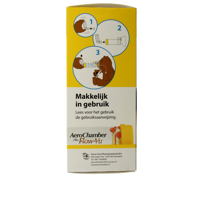 Diversen Aerochamber flow VU mask for ages 1-4 years, used for airway treatment, shown in the image.