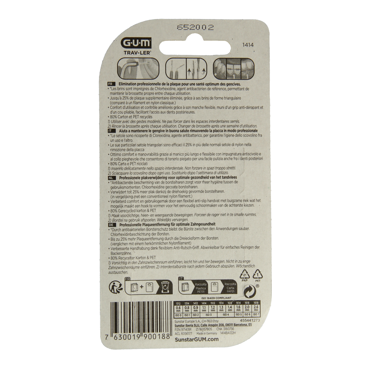 GUM Trav-ler rager 1.1 mm green pack of 6, dental interdental cleaners and flossers for effective gum care.