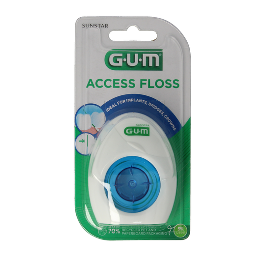 GUM Access floss picks and interdental cleaners, 50-pack, with ergonomic handles for effective dental interdental cleaning.