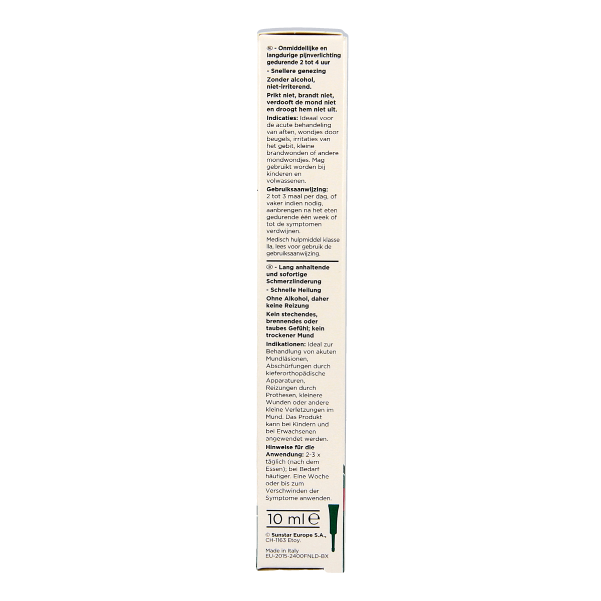 GUM Aftaclear gel 10ml for oral hygiene and plaque control, shown in a clear tube with branding visible.