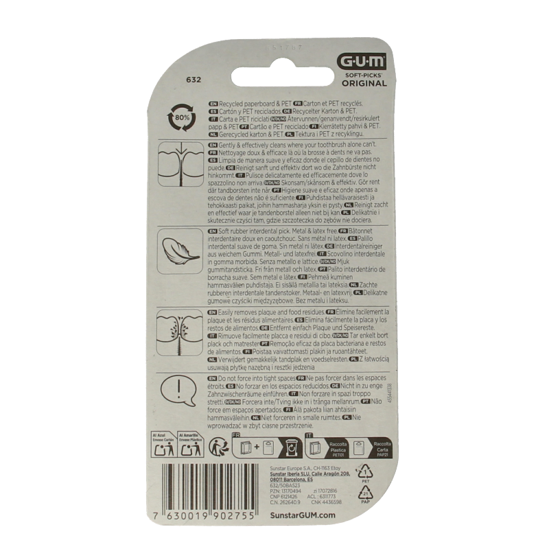 GUM Soft-picks original medium pack of 50 for dental hygiene and plaque removal, shown in the image.