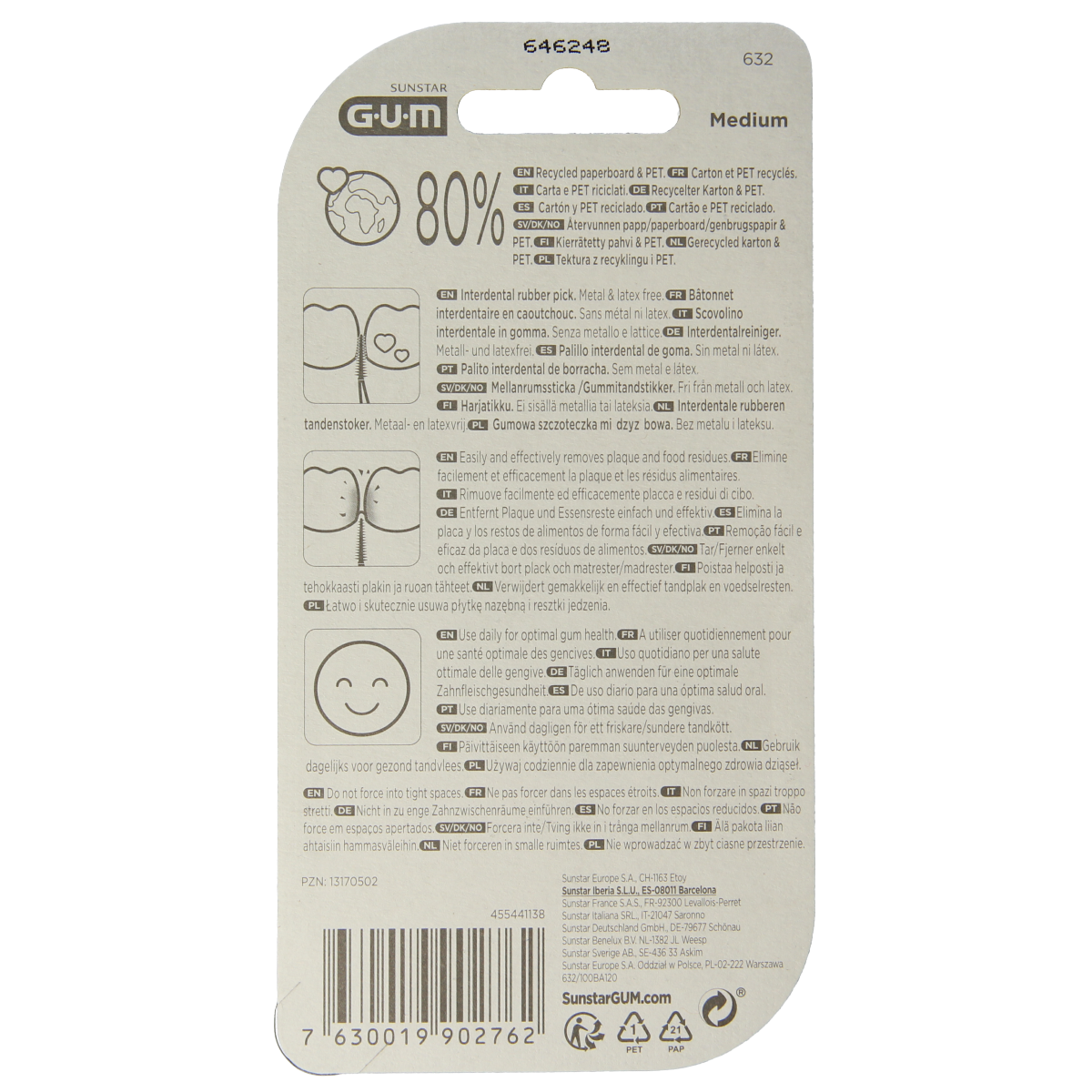 GUM Soft Picks Original medium pack of 100 dental picks and flossers for gentle gum and tooth cleaning.