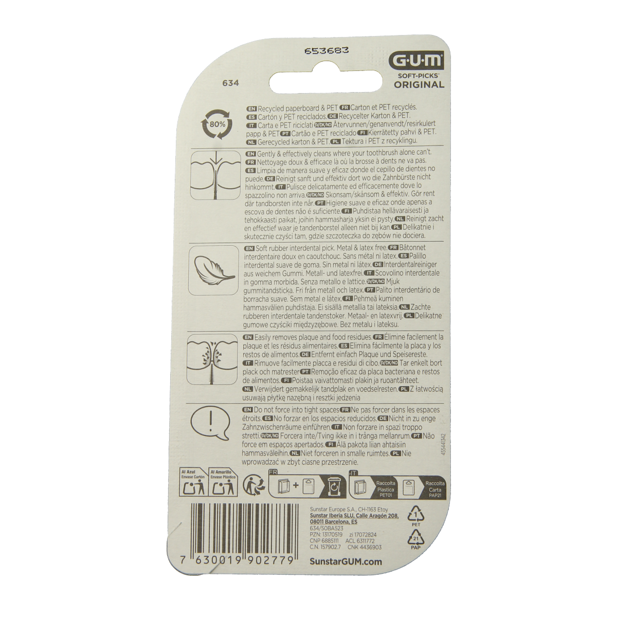 GUM Soft Picks large original, 50-piece pack of dental picks and flossers for gentle gum cleaning and oral hygiene.