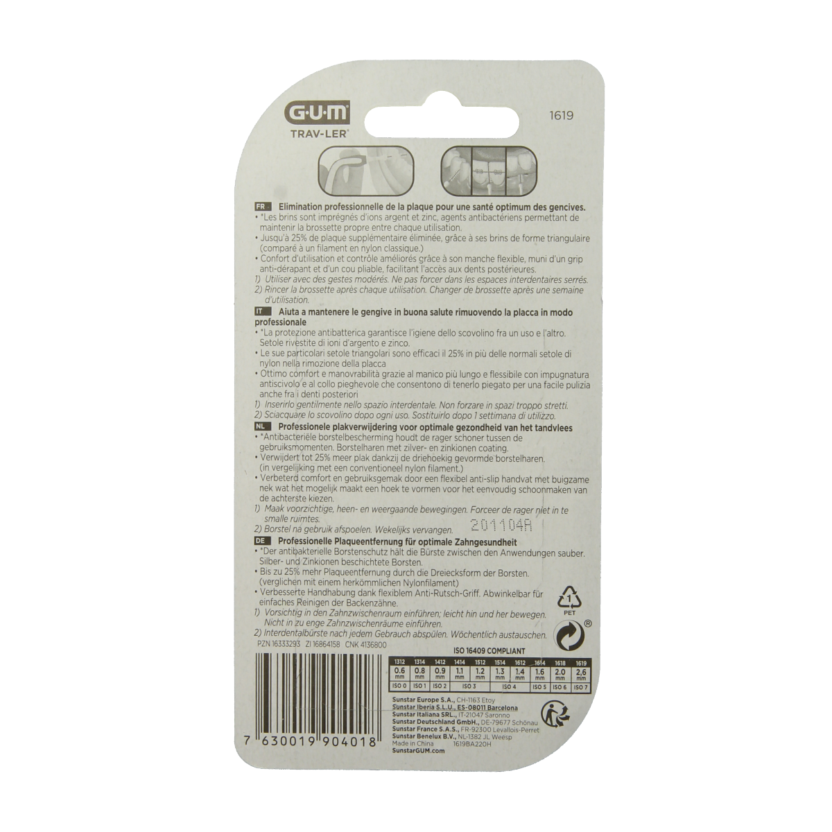 GUM Trav-ler ragers 2.6mm zwart, mondhygiëne en poetscontrole, pack of 6 for interdental cleaning and gum care.