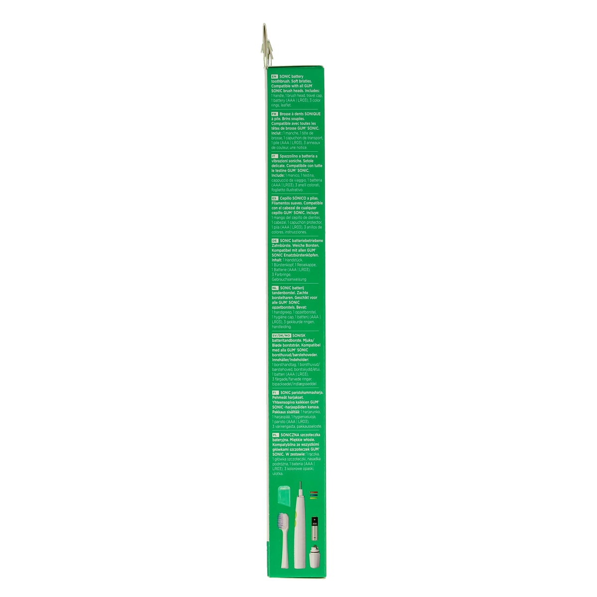 GUM Elektrische tandenborstel Activital Sonic, close-up of the rechargeable toothbrush with brush head for effective cleaning.