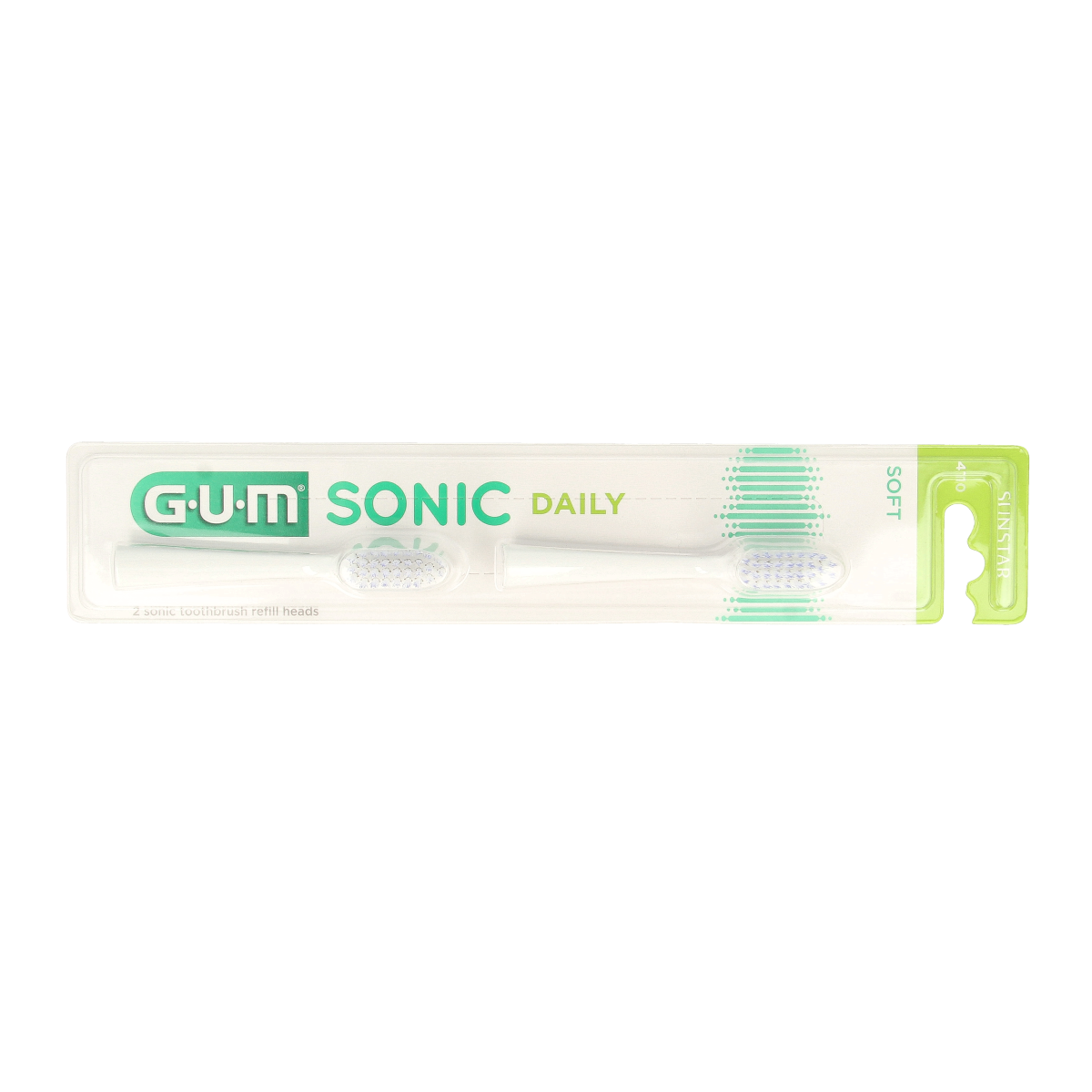 GUM Sonic opzetborstel witte tandenborstels, 2 pack, for electric toothbrushes, with soft bristles for gentle cleaning.