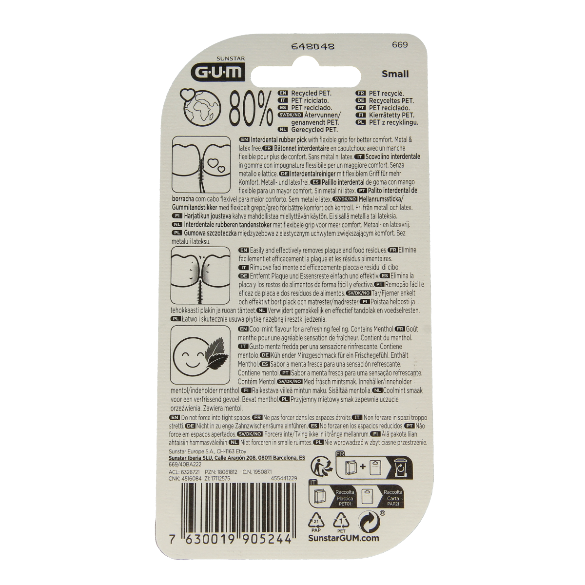 GUM Soft Picks Comfort Flex Mint small dental picks, pack of 40, for gentle interdental cleaning and oral care.