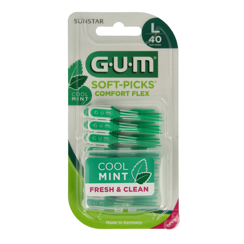 GUM Soft Picks Comfort Flex Mint large pack of 40 dental flossers and interdental cleaners for healthy teeth and gums