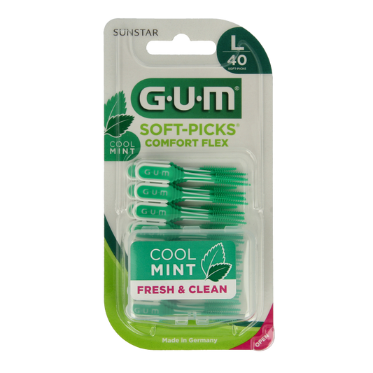 GUM Soft Picks Comfort Flex Mint large pack of 40 dental flossers and interdental cleaners for healthy teeth and gums