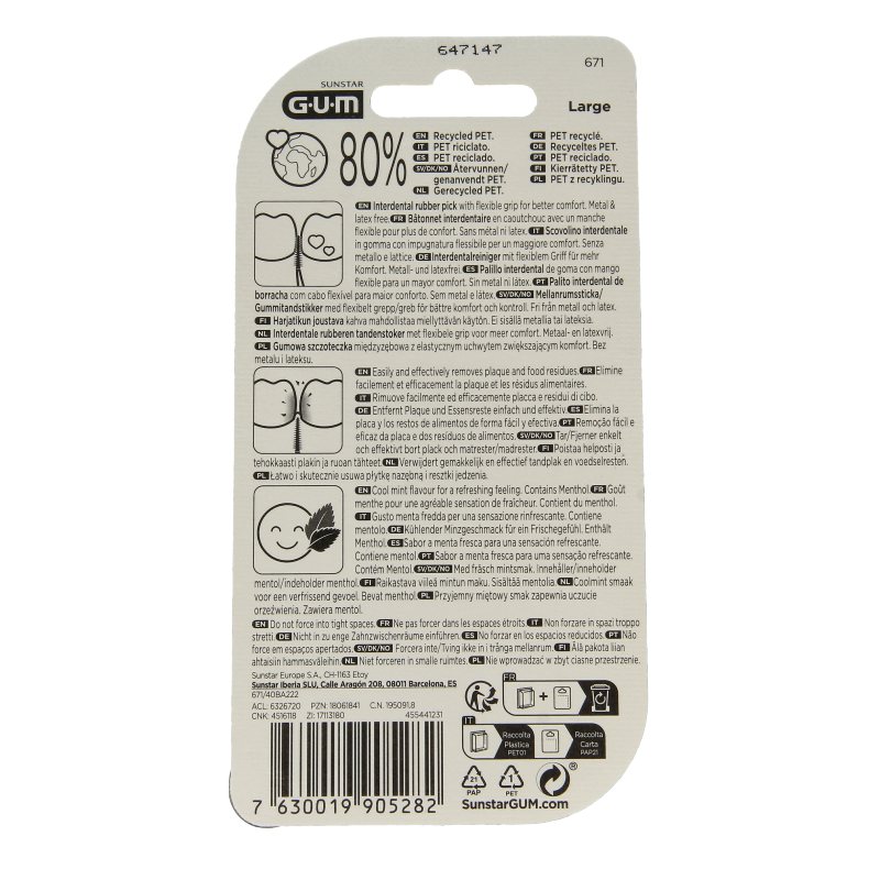 GUM Soft Picks Comfort Flex Mint large pack of 40, flexible interdental cleaners for gentle gum and tooth cleaning.