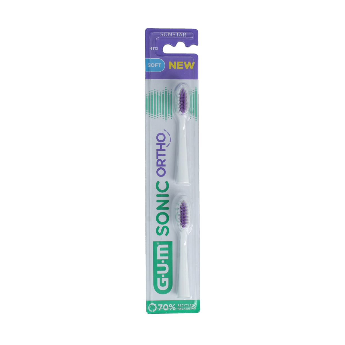 GUM Sonic ortho tandenborstel refill for electric toothbrush, one piece, designed for orthodontic dental cleaning.