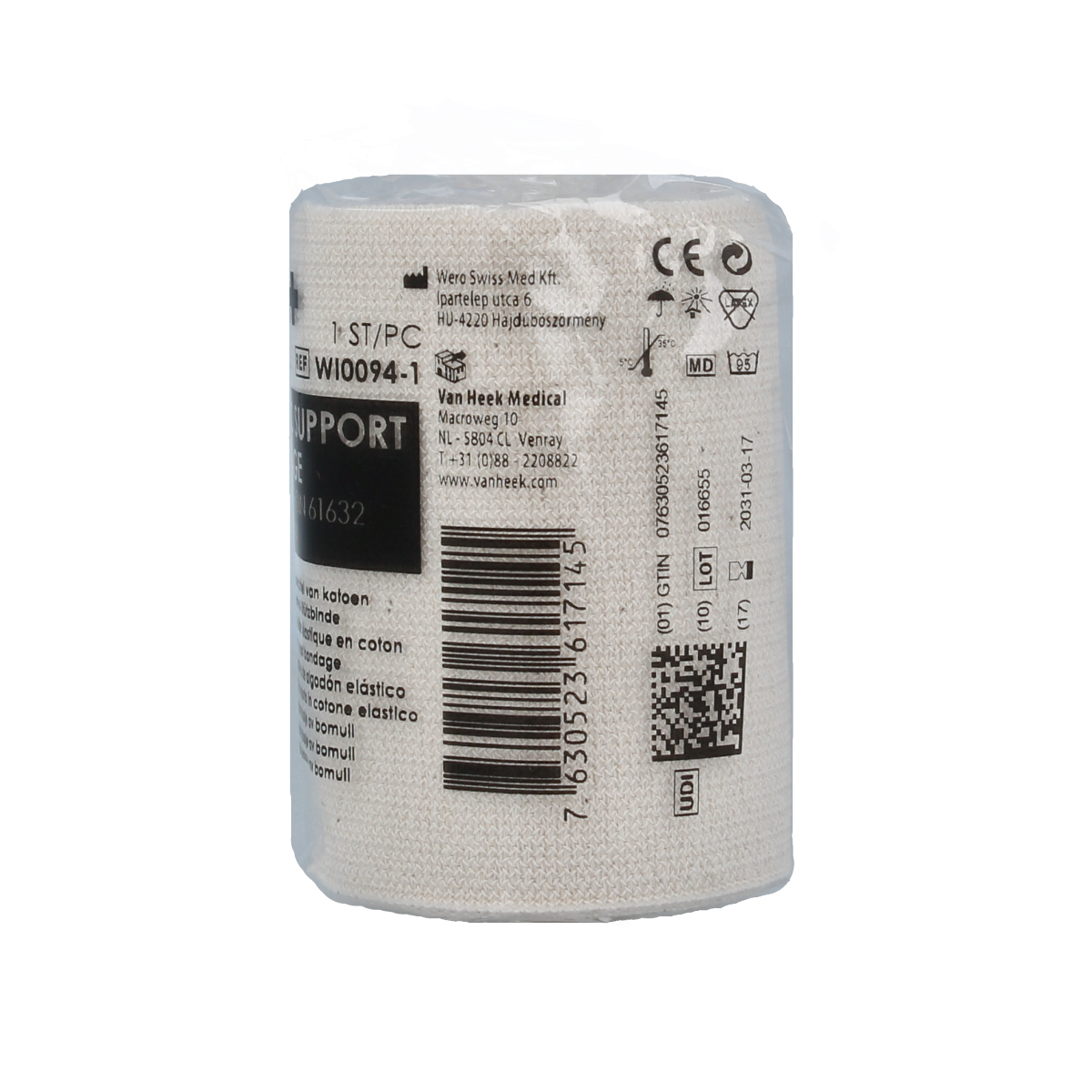 Heka Ideaal elastic support bandage, 5m x 8cm, ideal for quick wound care and compression, in a rolled package.