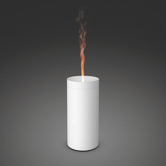 Stadler Lucy white diffuser for fragrance, with a sleek design, shown in a close-up image.