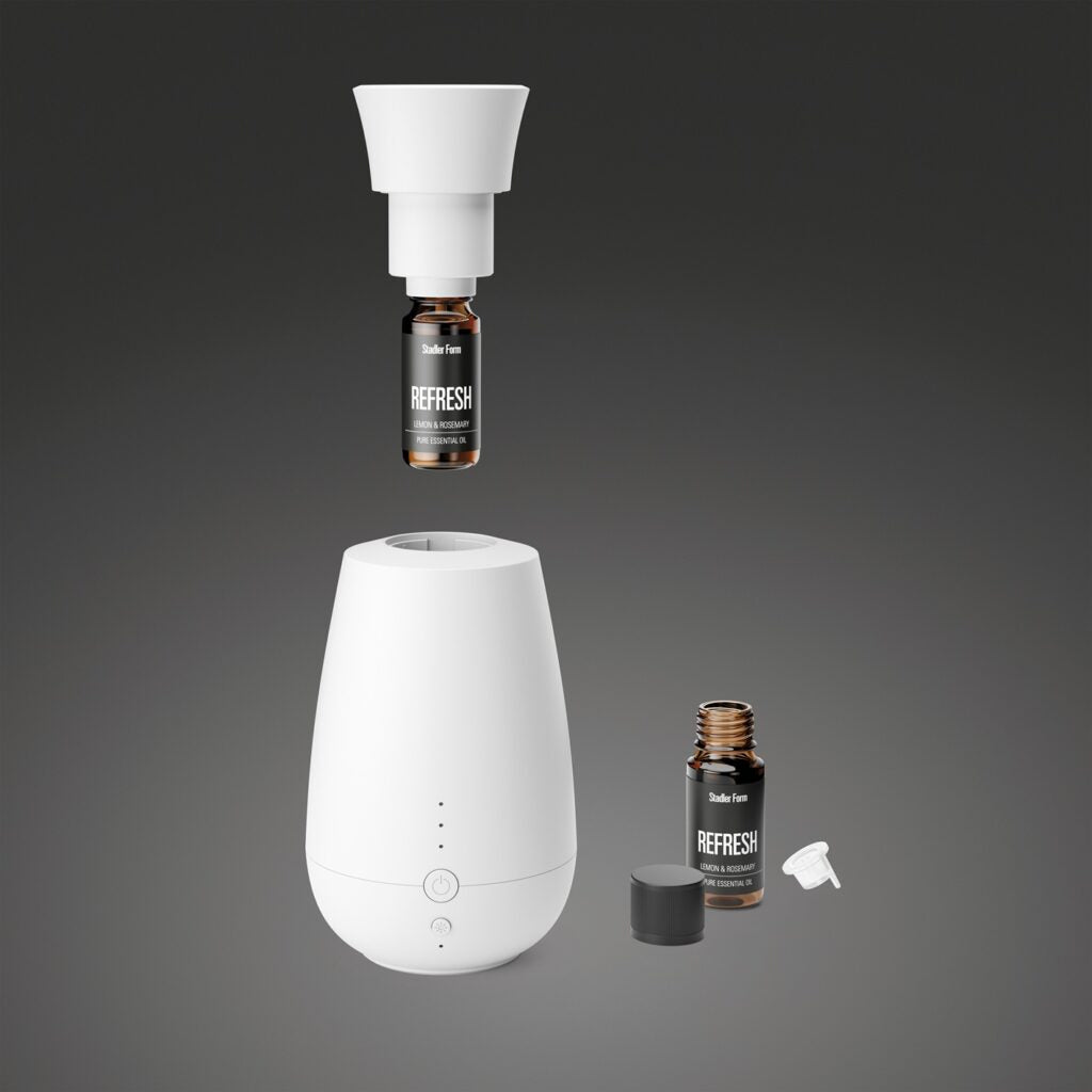 Stadler Ella white diffuser with one scent diffuser device, sleek design, perfect for home fragrance distribution.