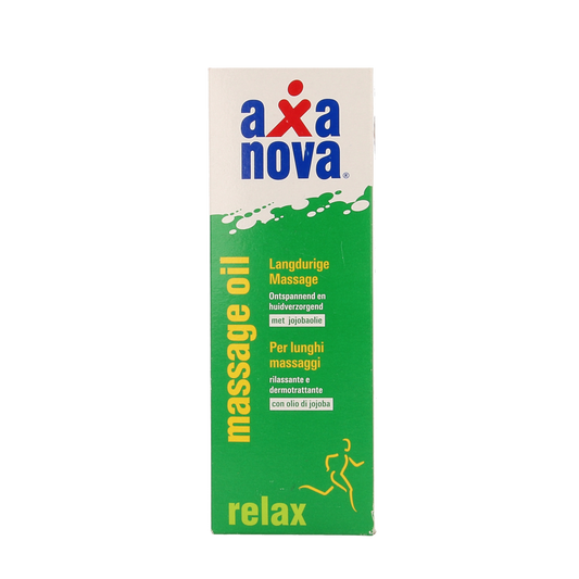 Axanova massage oil for muscle and joint care in a 200ml bottle, natural skincare product for soothing muscle relief
