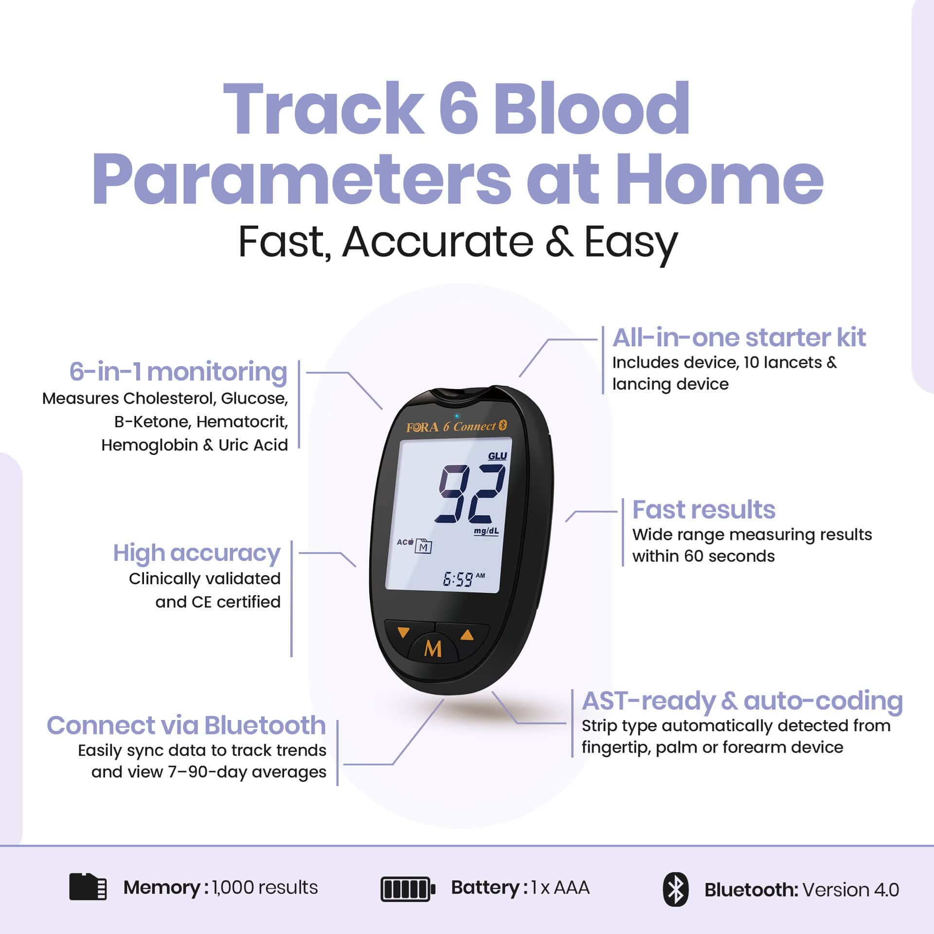 Fora FORA 6 connect meter (mmol/l) 1.00 Stuks