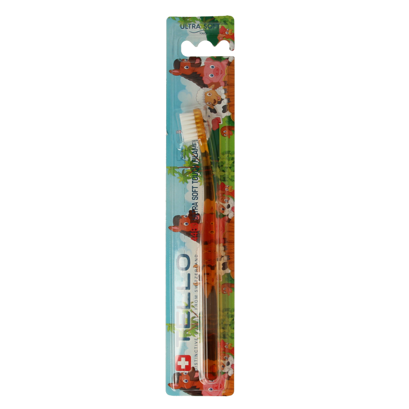 Tello kids' toothbrush 4480, soft bristles, colorful handle, designed for children’s dental care, from Tello brand.