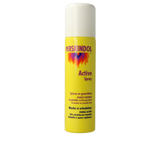 Perskindol Active spray 150ml for muscle and joint care, featuring a white and blue spray bottle with the Perskindol logo.