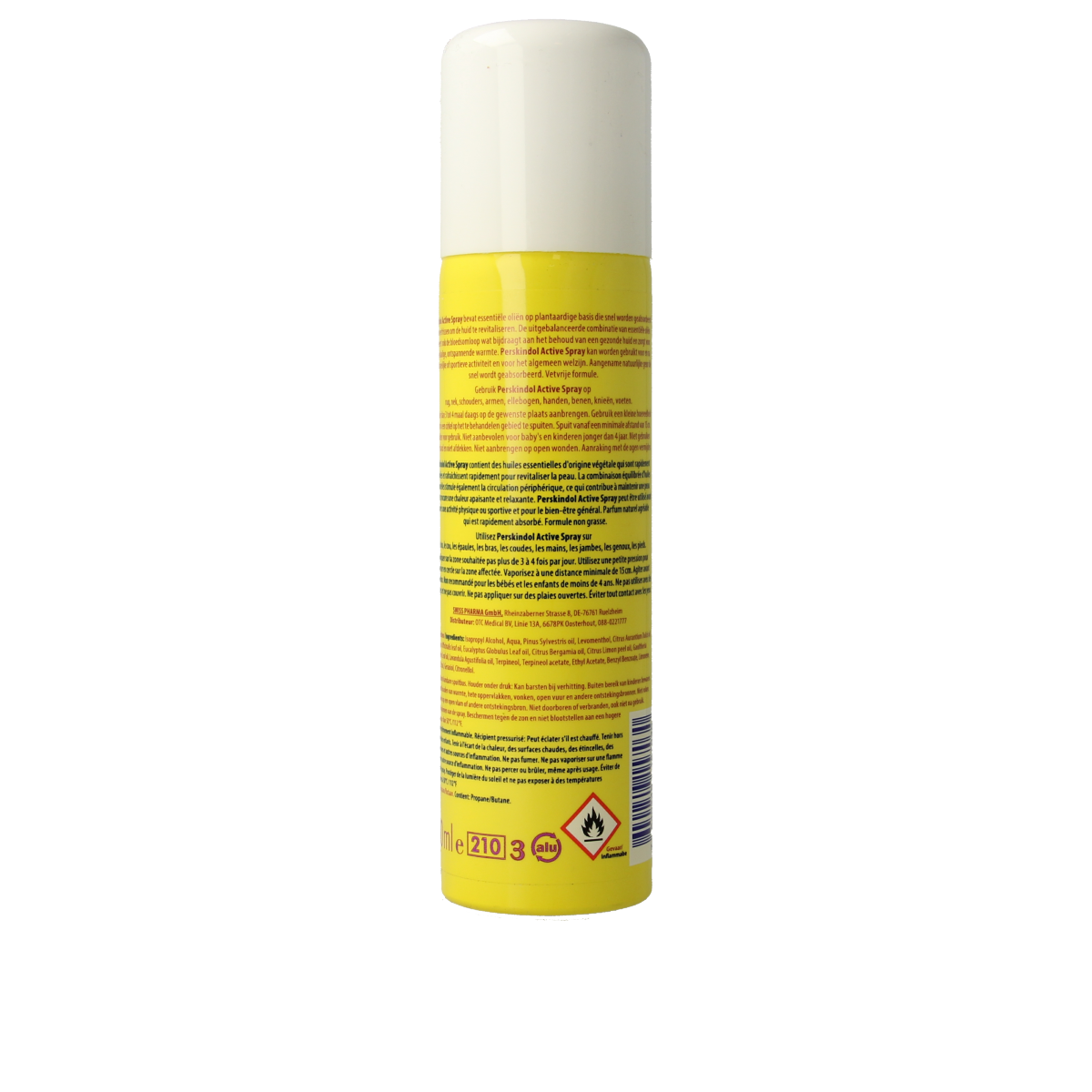 Perskindol Active spray 150ml for muscle and joint care, showing the bottle with spray nozzle and label details.