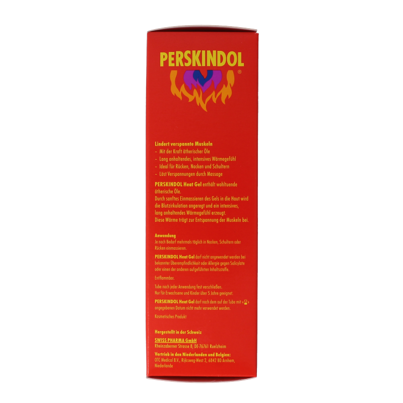 Perskindol Heat gel 100ml for muscle and joint relief, with a soothing, warming formula in a 100 milliliter tube.