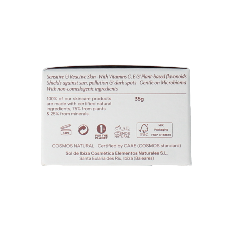 Sol De Ibiza Gezichtscreme getint nude SPF50 in 35g jar, nourishing facial moisturizer with sun protection.