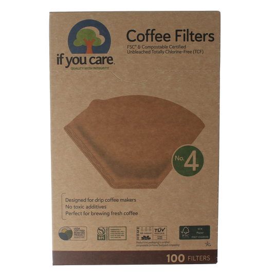If You Care no. 4 coffee filters, 100-pack, natural unbleached paper filters for coffee and tea brewing.