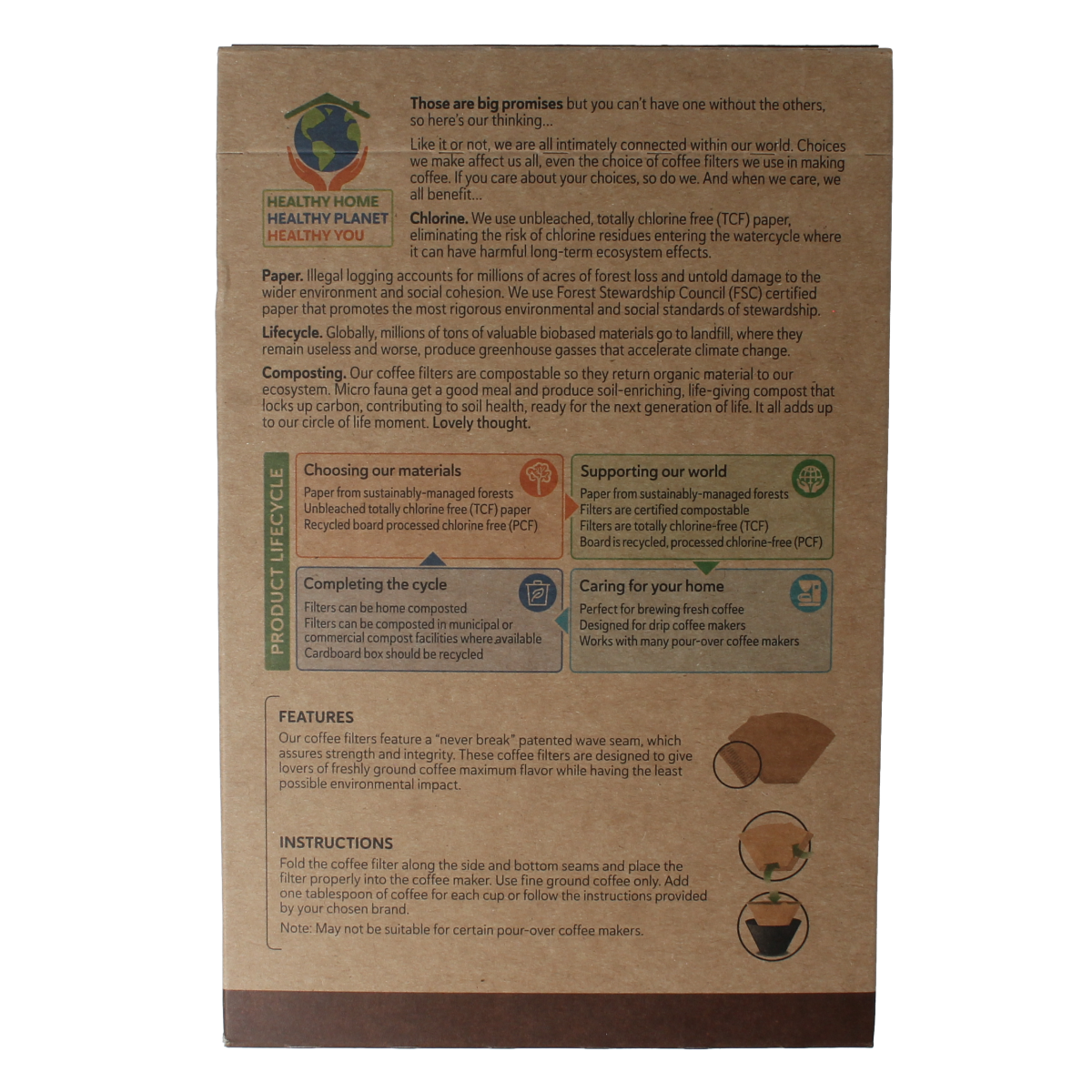 Eco-friendly If You Care No. 4 coffee filters for brewing, made from unbleached paper, 100 filters per pack.