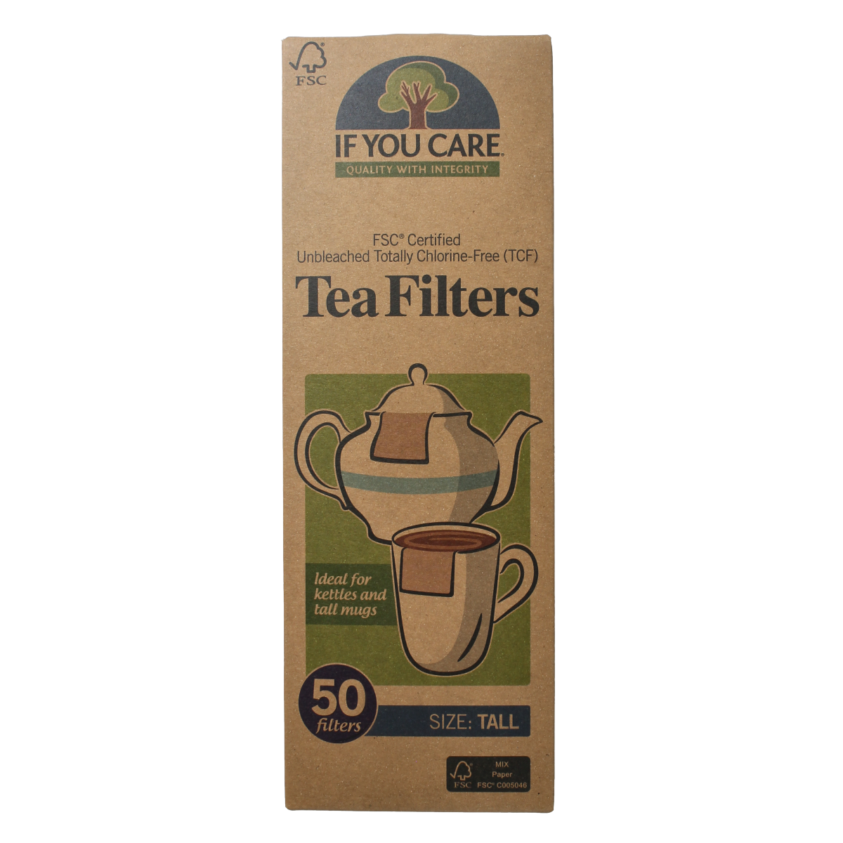 Stack of If You Care Theefilters tall 50-pack for cooking and dining, made from eco-friendly materials, shown in the image.